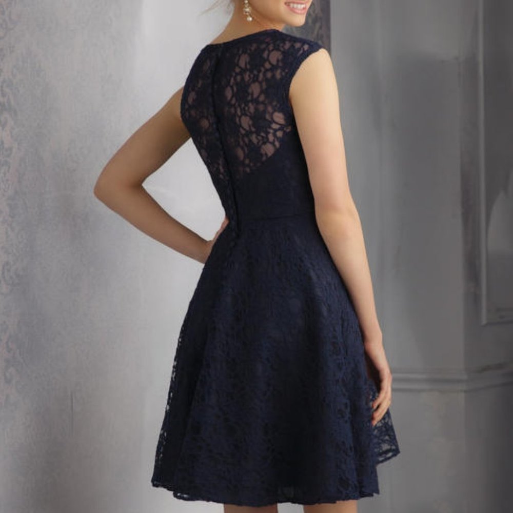 Mori Lee Affairs 31041 Tulle Gown Dress Size US 10 Navy Blue